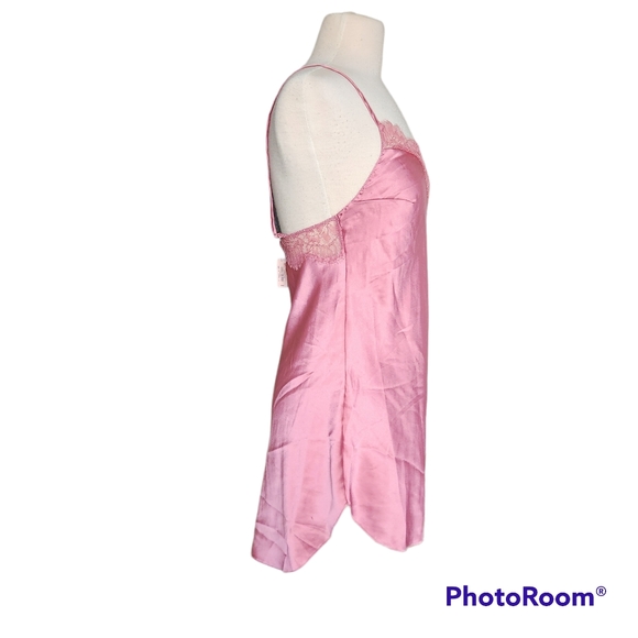 VICTORIAS SECRET SATIN LACE LINGERE SLIP PINK SIZE MEDIUM NWT - Picture 2 of 14